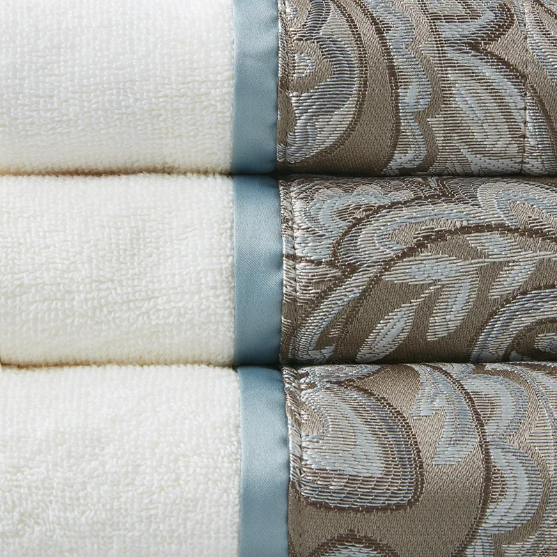 Aubrey 6 Piece Jacquard Towel Set - Blue/Brown