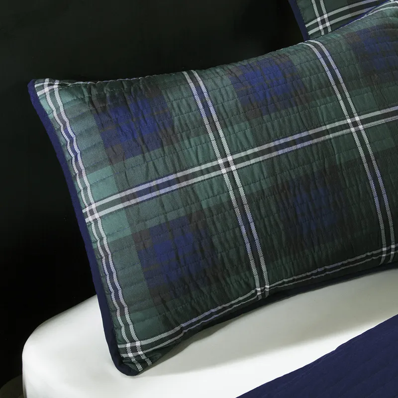 Brody Twin/Twin XL Reversible Quilt Set with Throw Pillow - Blue