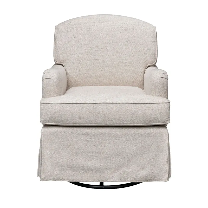 Martha Stewart Melody Swivel Glider Skirted ArmChair - Cream