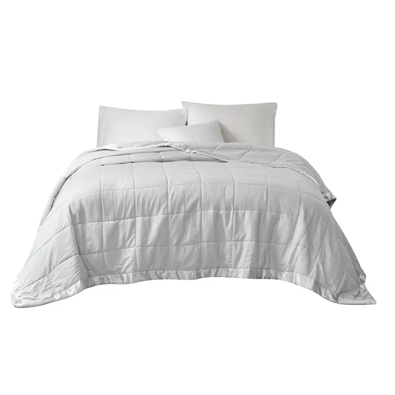 Cambria Full/Queen Oversized Down Alternative Blanket with Satin Trim - Grey