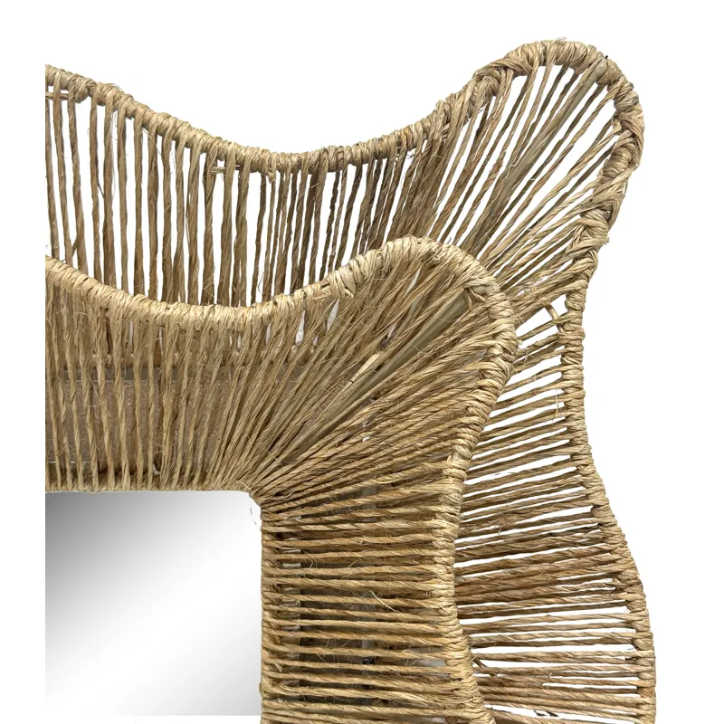 INK+IVY 26X36 Double-Layer Scalloped Natural Jute Wall Mirror Amelie Seagrass - Natural