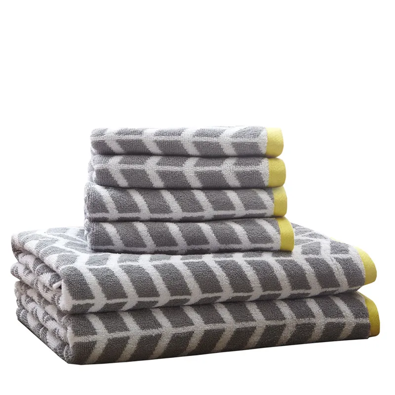 Nadia Cotton Jacquard Bath Towel 6 Piece Set - Grey
