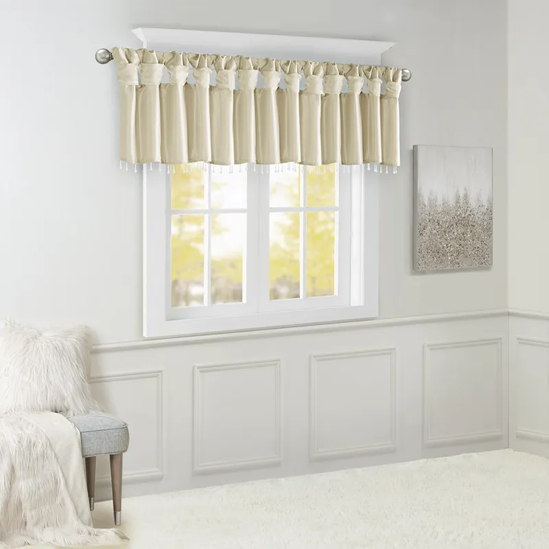 Madison Park Emilia Lightweight Faux Silk Valance With Beads
