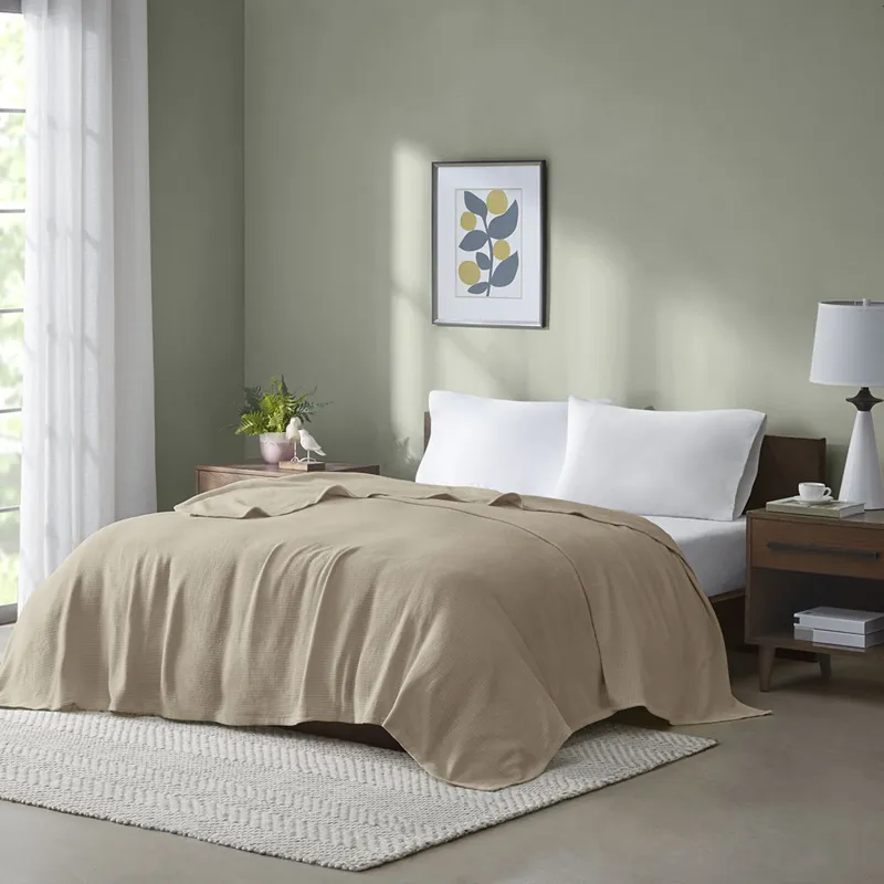 Madison Park Freshspun Basketweave Cotton Blanket
