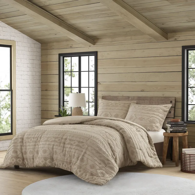 Breckenridge Full/Queen Chenille Oversized Comforter Set - Tan