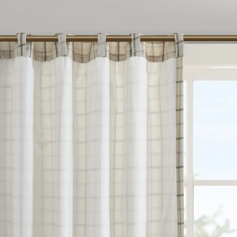 Madison Park Anaheim Plaid Rod Pocket and Back Tab Curtain Panel with Fleece Lining