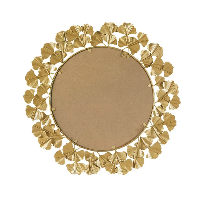 Eden Gold Gingko Leaf Round Wall Mirror 30.5\" - Gold