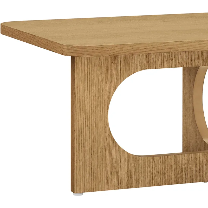 INK+IVY Devon 48" Sculptural Wood Coffee Table with Cutout Base - Natural Oak