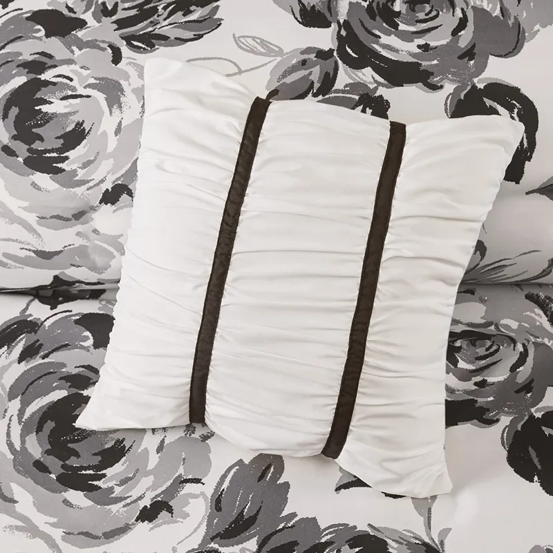 Dorsey King/California King Floral Print Comforter Set - Black/White