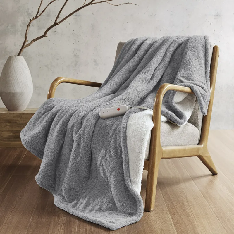 Amira Dream Soft Heated Throw - Grey