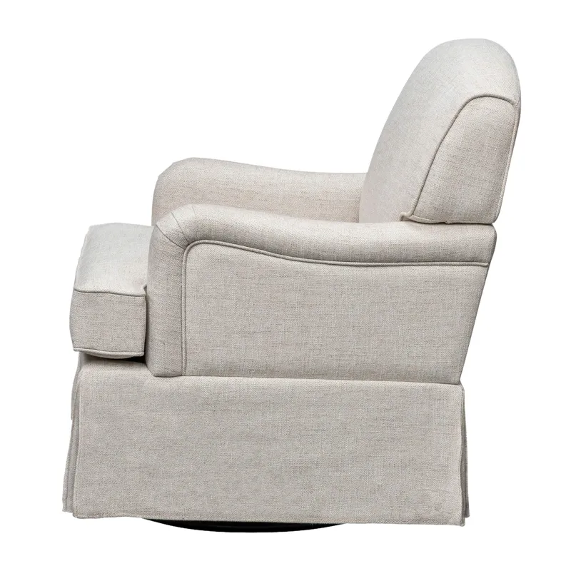 Martha Stewart Melody Swivel Glider Skirted ArmChair - Cream