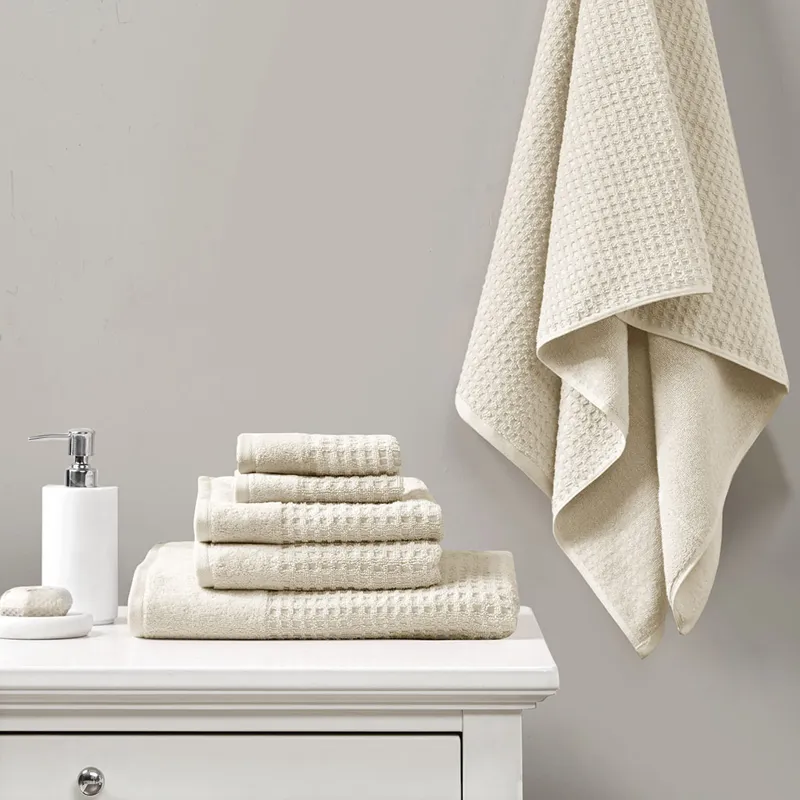 Madison Park Spa Waffle Cotton Jacquard Bath Towel 6 Piece Set