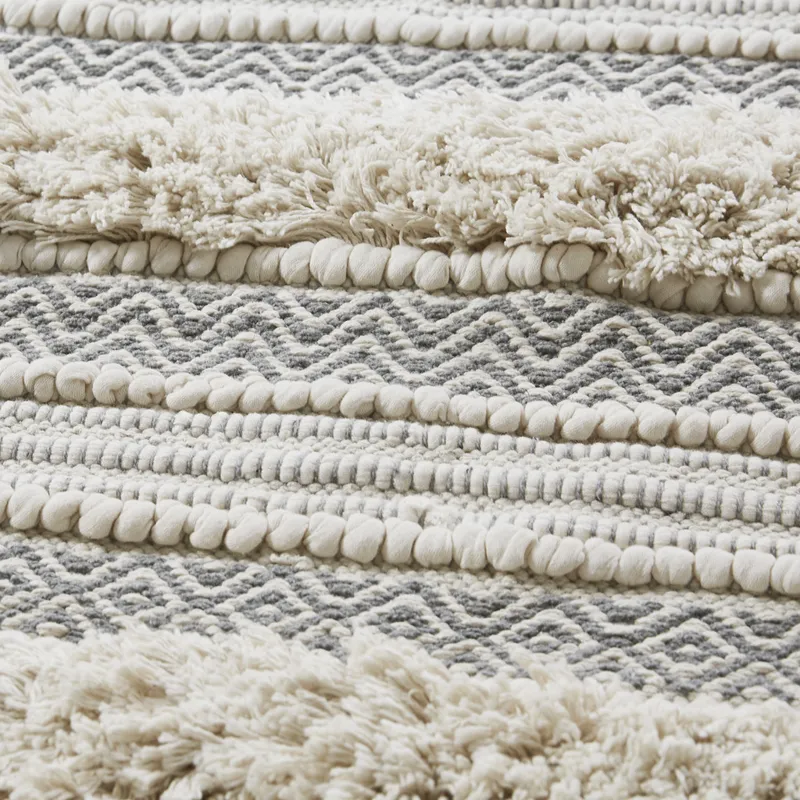 Asher Woven Texture Stripe Bath Rug - Grey