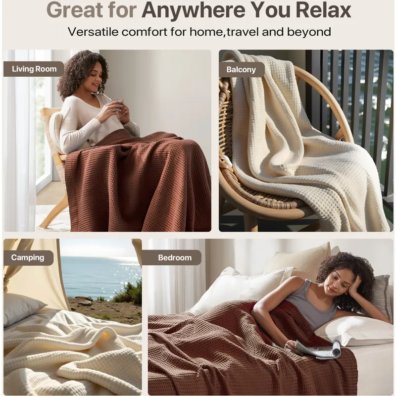 Madison Park Waffle Weave Cotton Blanket
