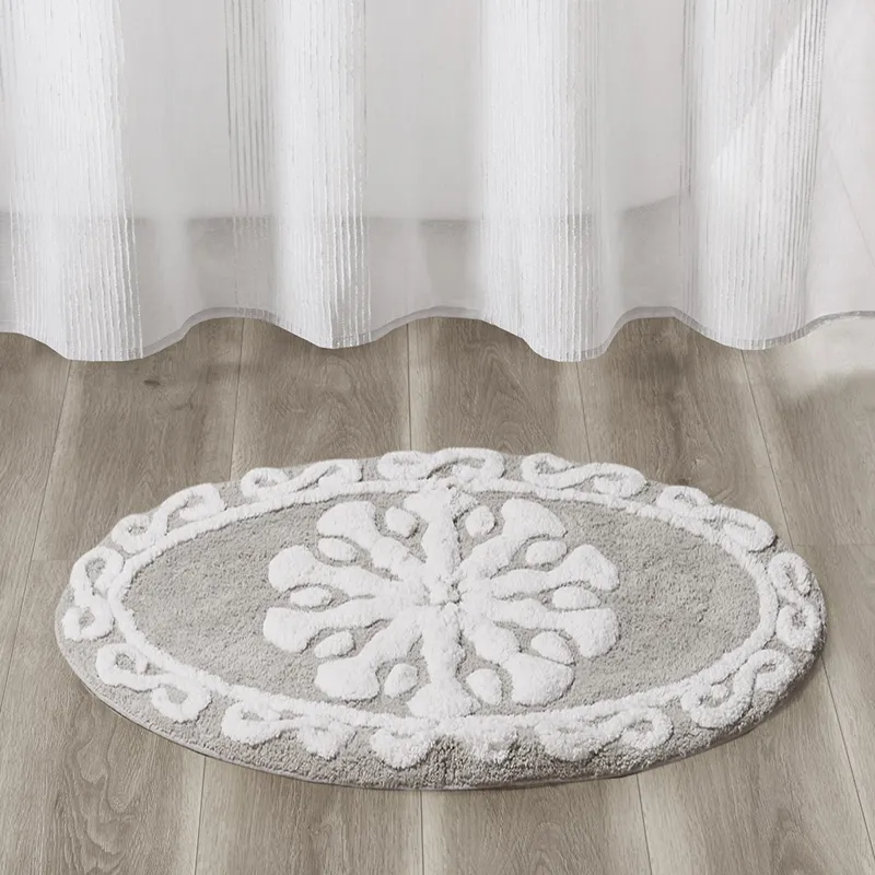 Casablanca Medallion Cotton Tufted Bath Rug - Taupe