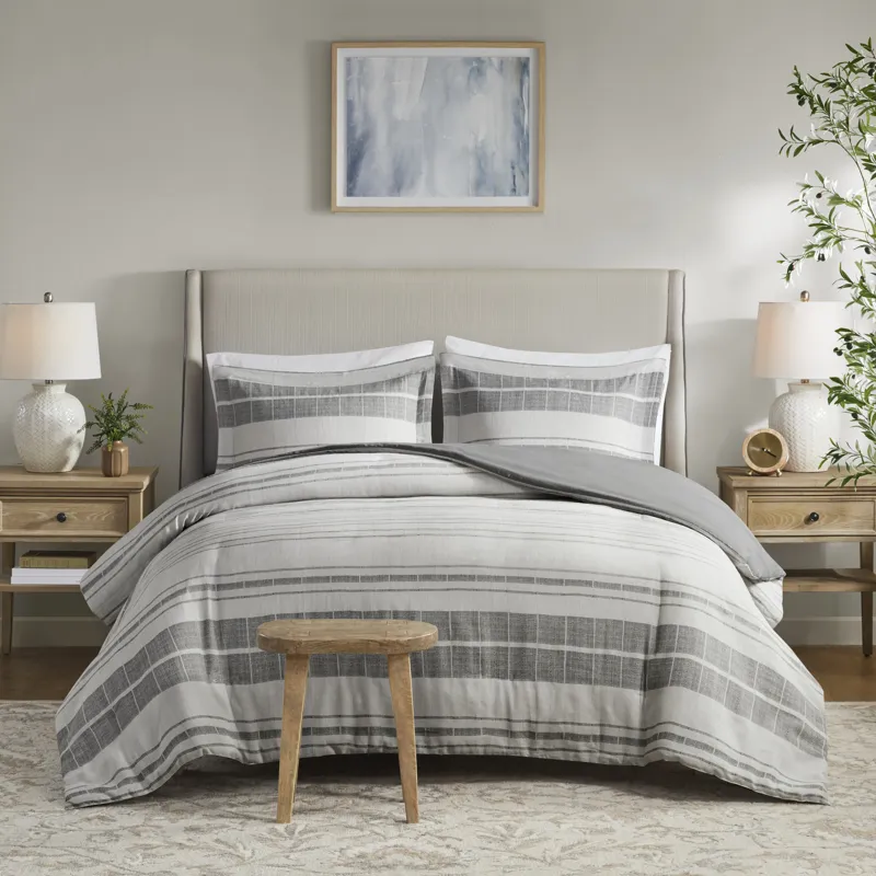 Madison Park Rhodes 3 Piece Stripe Duvet Cover Set