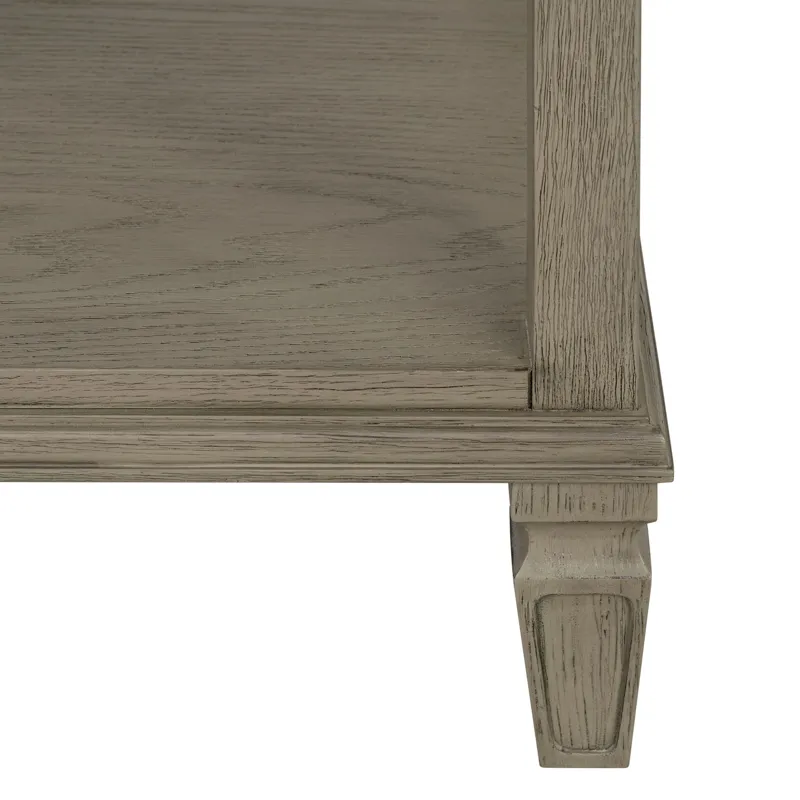 Victoria one-drawer wood bedside table with shelf - Reclaimed Grey