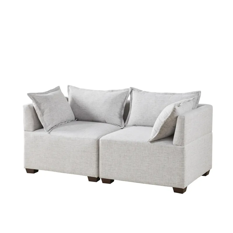 Molly 2-Piece Modular Loveseat Sofa - Silver Grey