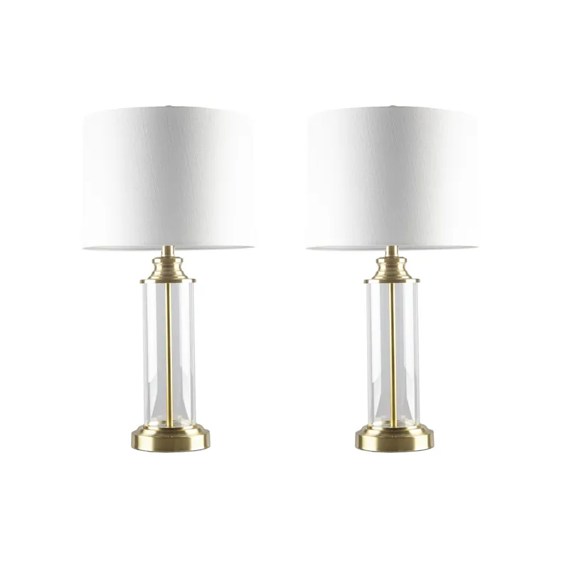 Clarity Glass Cylinder Table Lamp Set of 2 - Gold