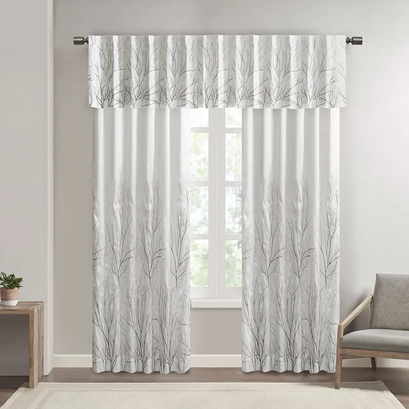 Madison Park Andora Faux Silk Embroidered Window Valance