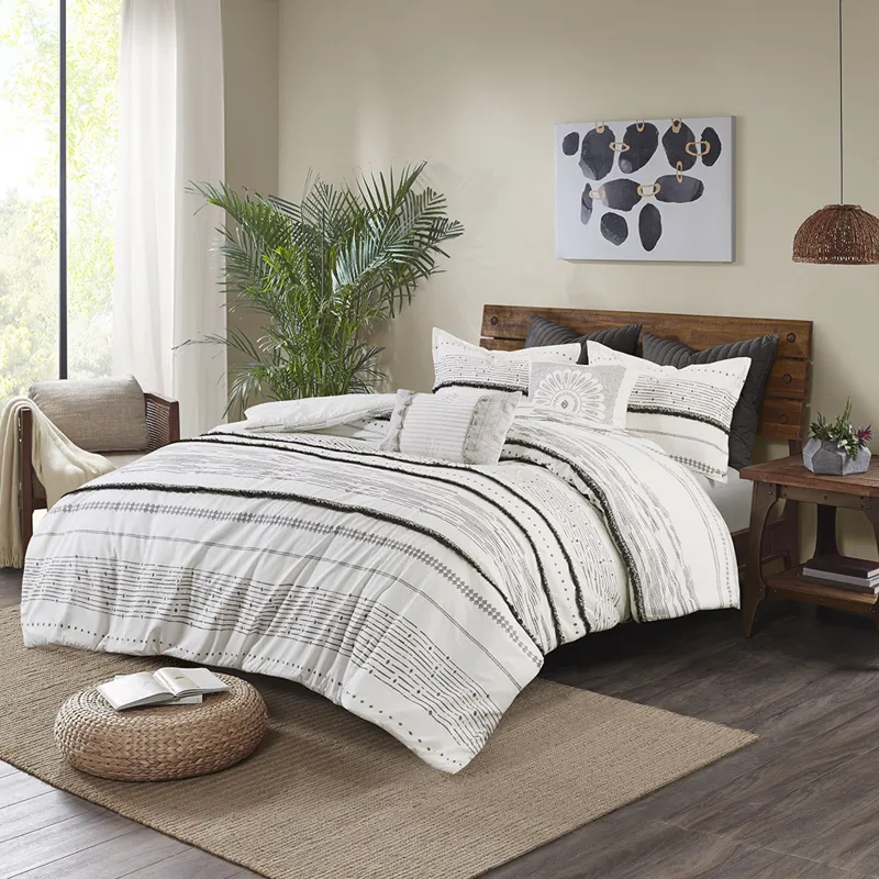 INK+IVY Nea Cotton Printed Comforter Set with Trims