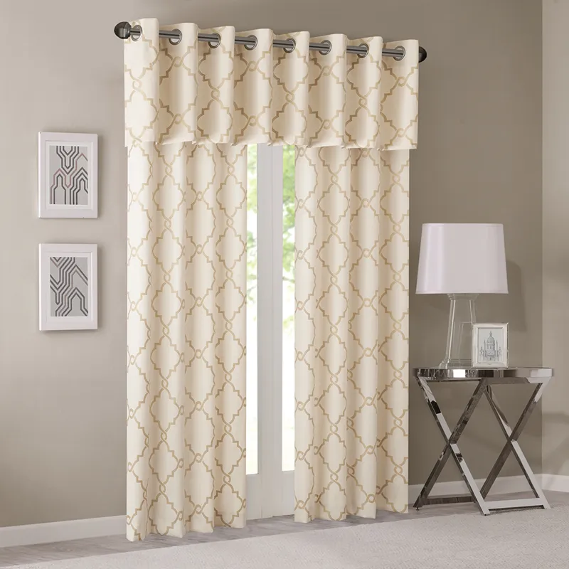 Madison Park Saratoga Fretwork Print Grommet Top Window Valance