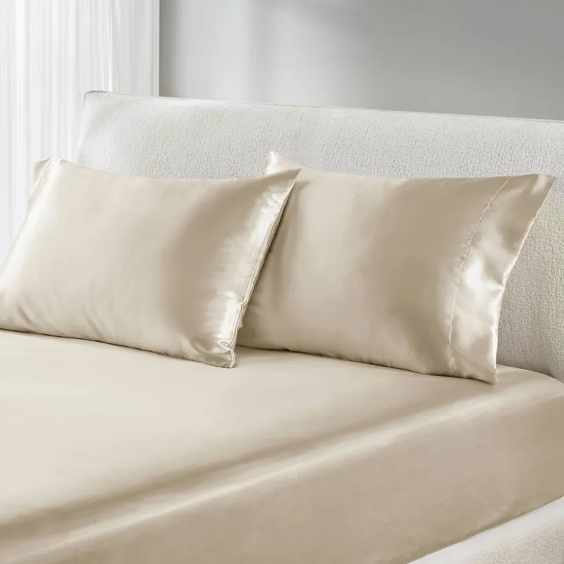 Satin Luxury 2 PC Pillowcases - Champagne