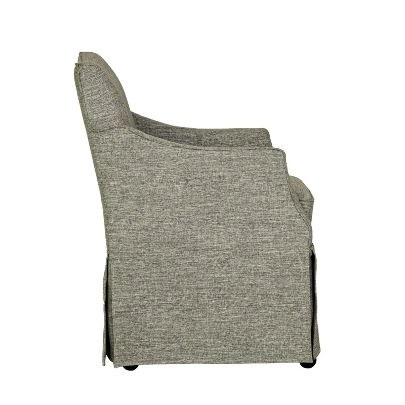 London Upholstered Skirted Dining Arm Chair with Hidden Casters - Grey