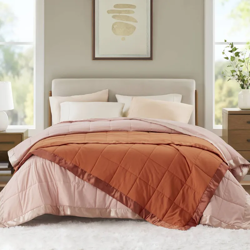 Madison Park Windom Lightweight Down Alternative Blanket with Satin Trim