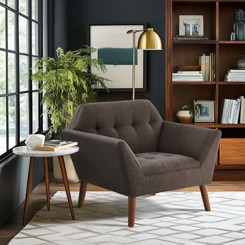 Newport Newport Wide Mid-Century Modern Lounge Chair - Charcoal