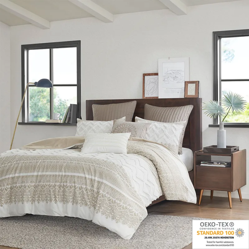 INK+IVY Mila 3 Piece Cotton Duvet Cover Set with Chenille Tufting