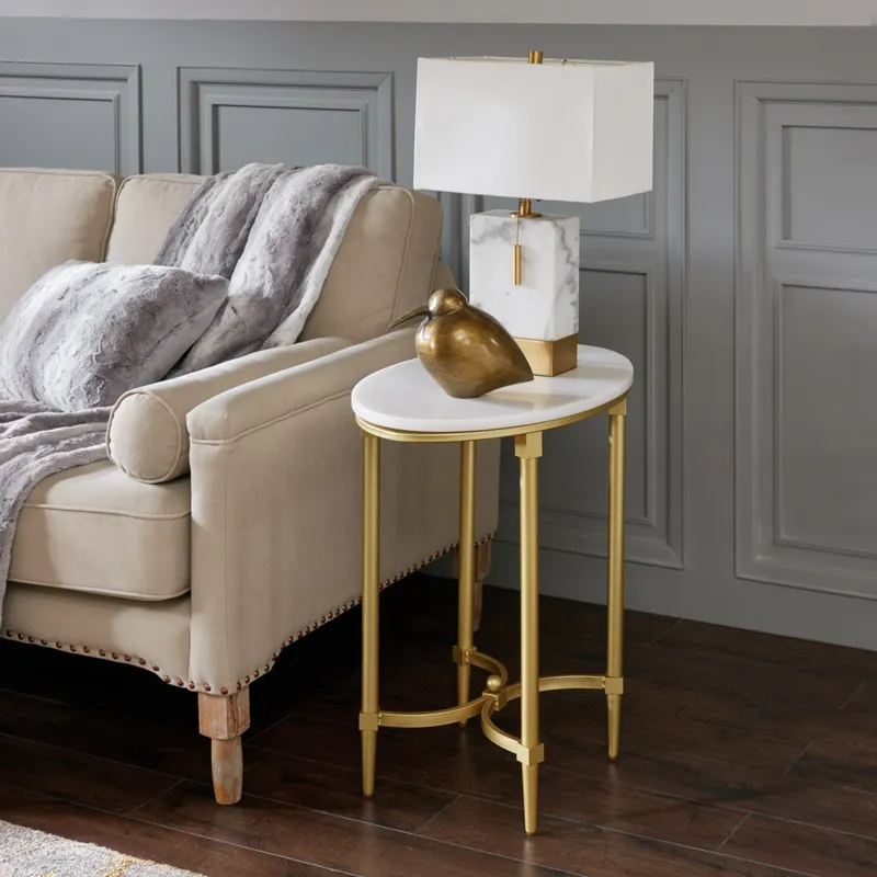 Bordeaux End Table - White/Gold