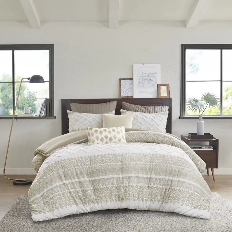 INK+IVY Mila 3 Piece Cotton Comforter Set with Chenille Tufting