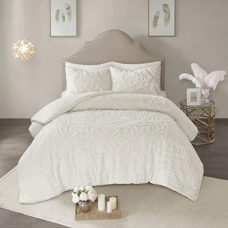 Madison Park Laetitia Tufted Cotton Chenille Medallion Duvet Cover Set