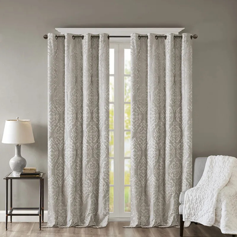 SunSmart Mirage Knitted Jacquard Damask Total Blackout Grommet Top Curtain Panel
