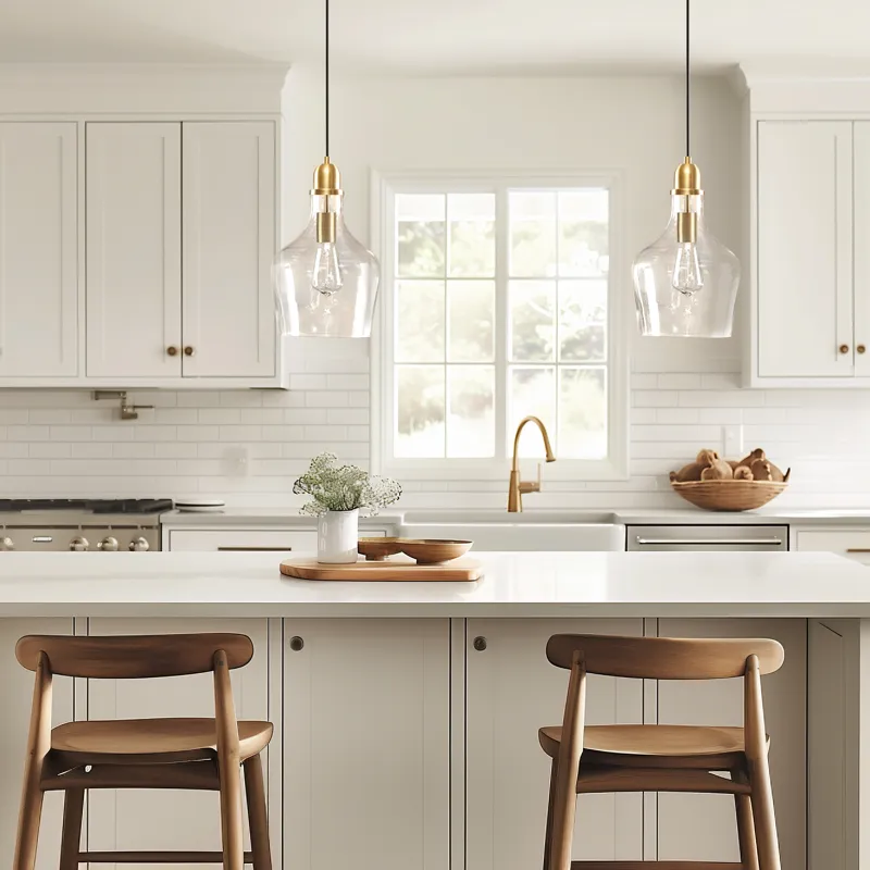 Auburn Bell Shaped Hanging Glass Pendant Light - Gold/Clear