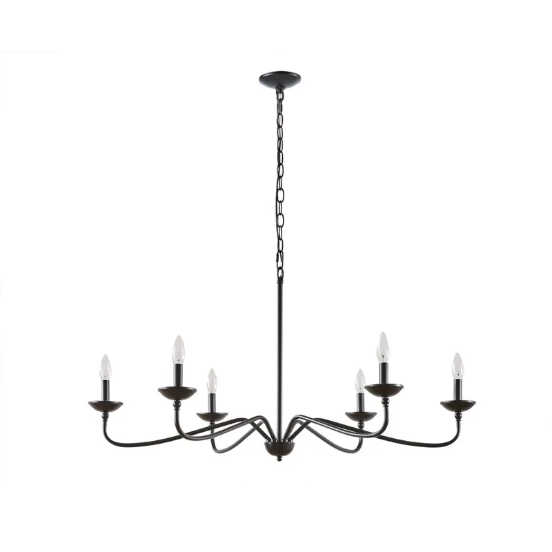 Brighton 6-Light Farmhouse Metal Chandelier - Matte Black