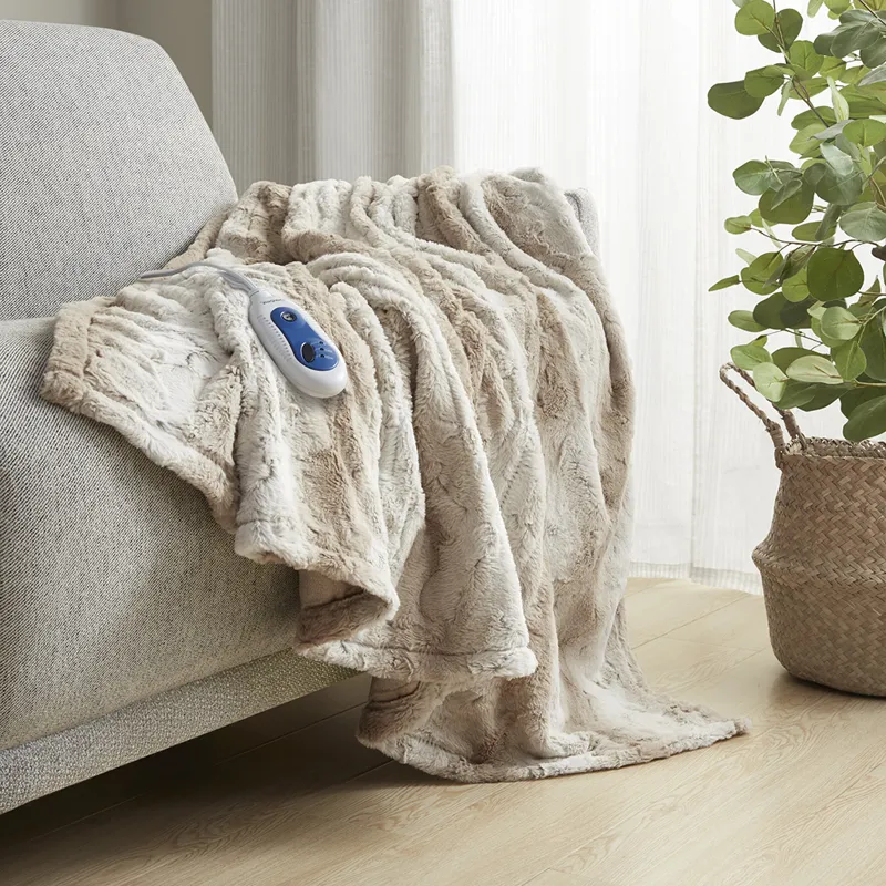 Beautyrest Zuri Oversized Faux Fur Heated Throw