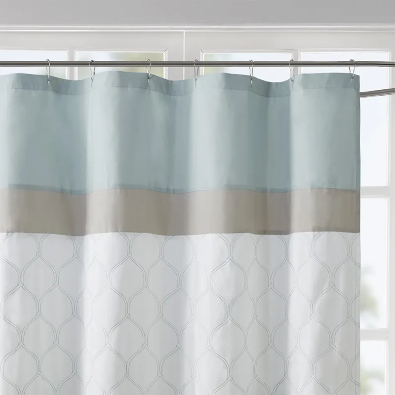 510 Design Shawnee Printed and Embroidered Shower Curtain - Seafoam