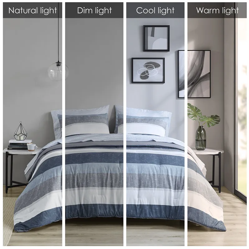 Madison Park Essentials Jaxon Stripe Comforter Set with Bed Sheets