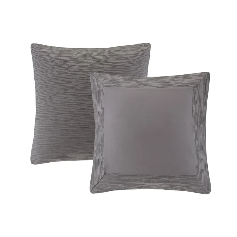 Hanae Cotton Blend Yarn Dyed Euro Sham - Grey
