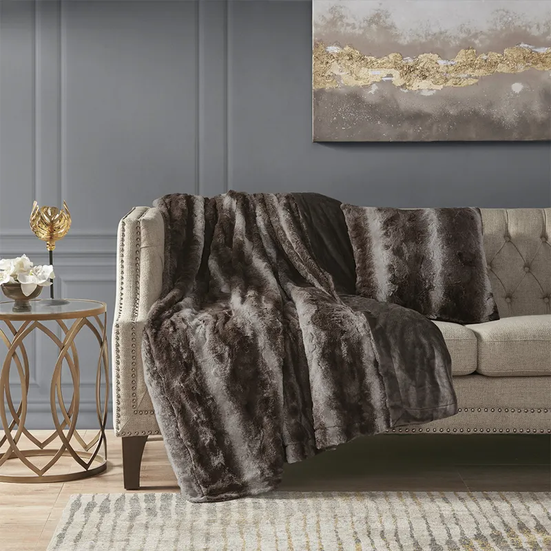 Zuri Faux Fur Square Pillow - Brown