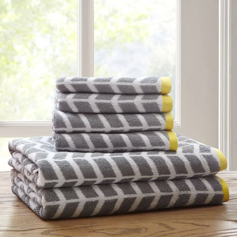 Nadia Cotton Jacquard Bath Towel 6 Piece Set - Grey