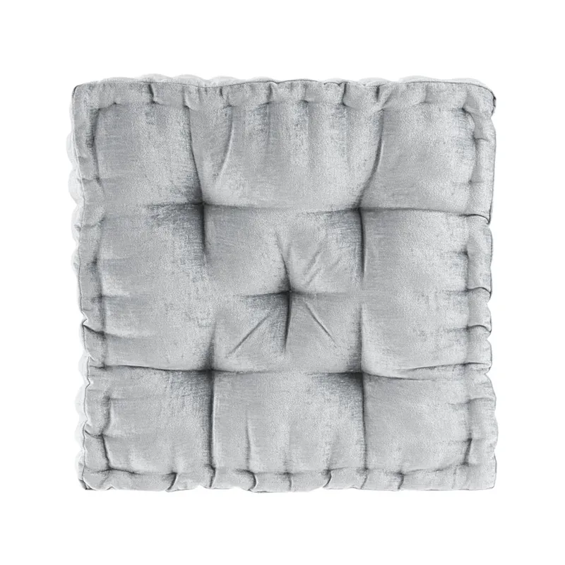 Azza Poly Chenille Square Floor Pillow Cushion - Grey