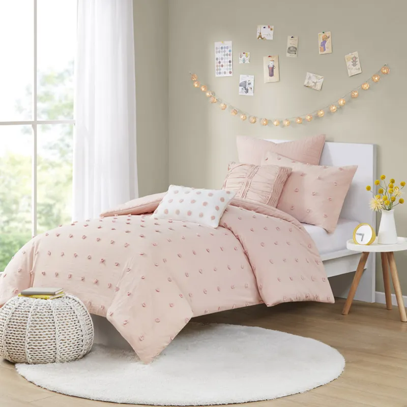 Urban Habitat Brooklyn Cotton Jacquard Comforter Set with Euro Shams and Throw Pillows