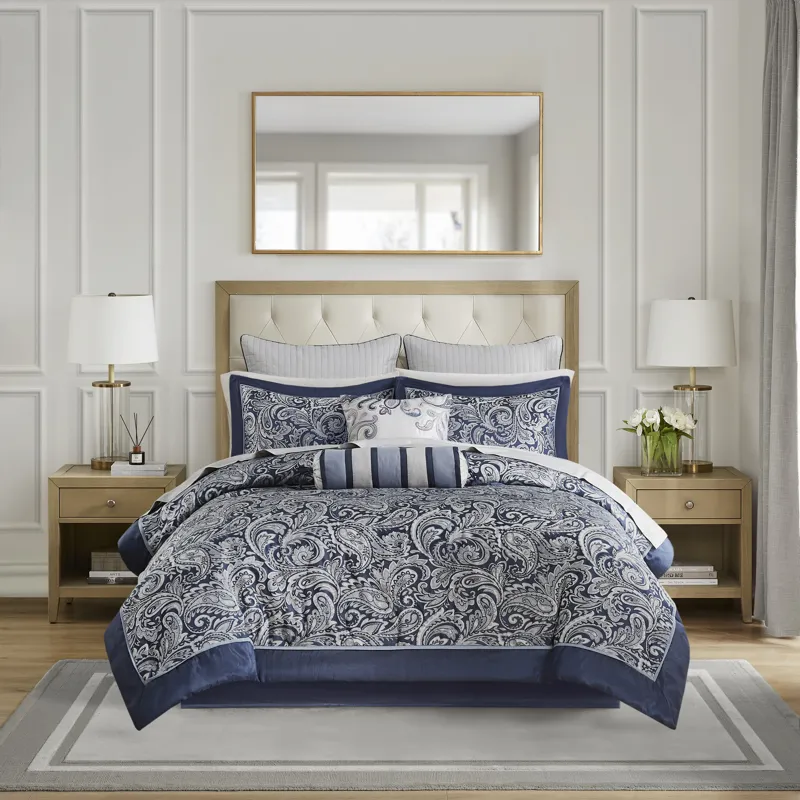 Madison Park Aubrey 12 Piece Comforter Set with Cotton Bed Sheets