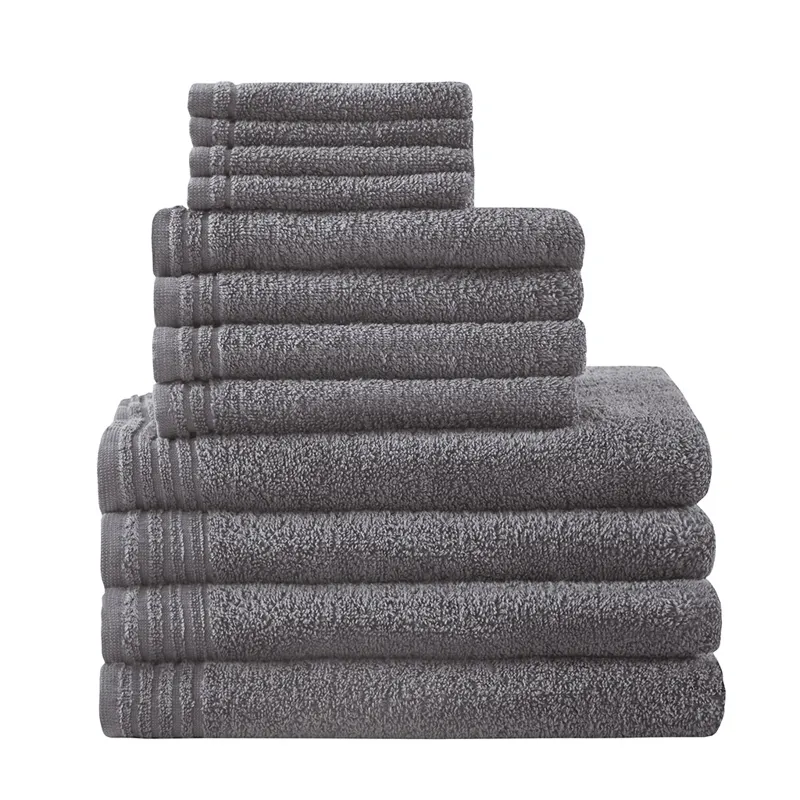 Big Bundle 100% Cotton Quick Dry 12 Piece Bath Towel Set - Grey