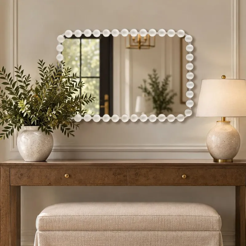 Madison Park Signature Marlowe 24X36 Rounded Rectangle Beaded Wall Mirror