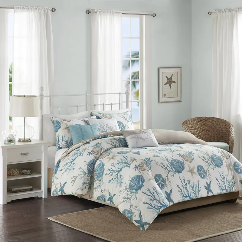 Madison Park Pebble Beach 6 Piece Cotton Sateen Duvet Cover Set