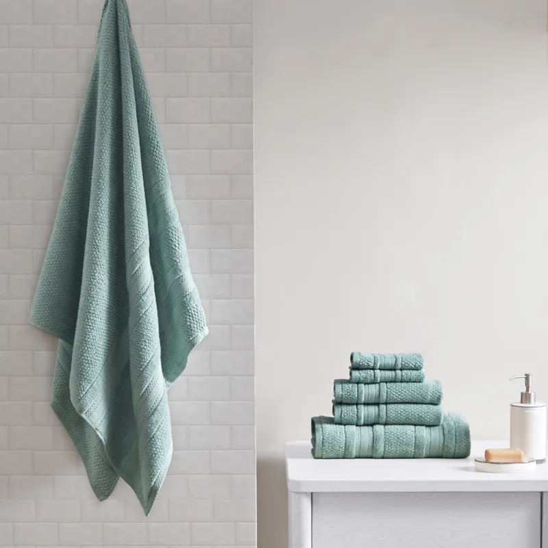 Madison Park Essentials Adrien Super Soft Cotton Quick Dry Bath Towel 6 Piece Set